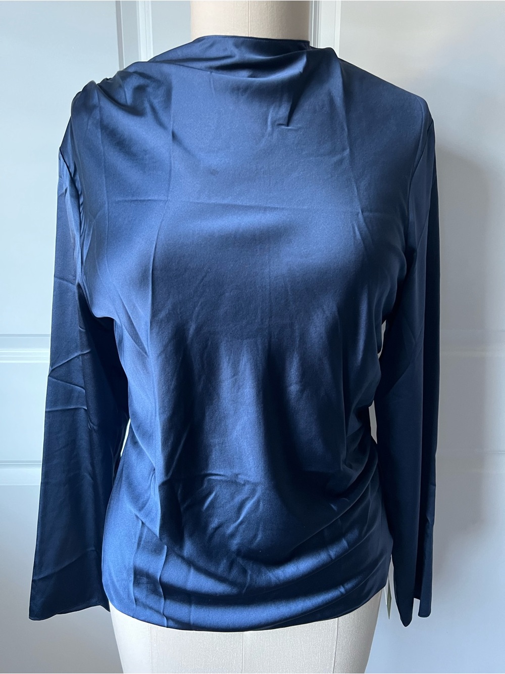 LilySilk Navy Long-Sleeve Blouse